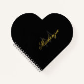 Personalized Heart Initials Heart Shaped Black ノートブック (正面)