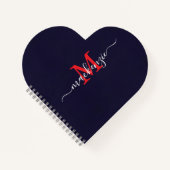 Personalized Heart Initials Spiral Bound Journal ノートブック (正面)