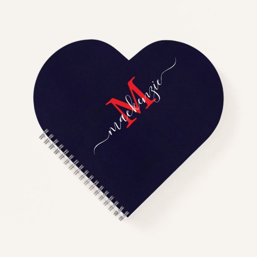 Personalized Heart Initials Spiral Bound Journal ノートブック (正面)