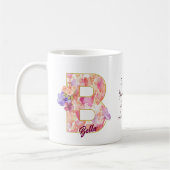 Personalized Heart Pattern B Initial Design コーヒーマグカップ (左)