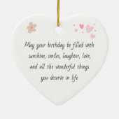 Personalized Heart Photo Ornament Birthday Message セラミックオーナメント (裏面)