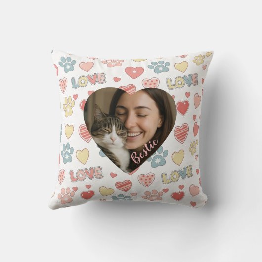 Personalized Heart Photo Pet & Owner クッション (裏面)
