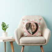 Personalized Heart Photo & Watercolor Floral クッション (椅子)