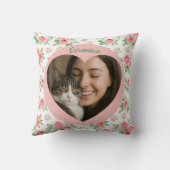 Personalized Heart Photo & Watercolor Floral クッション (裏面)