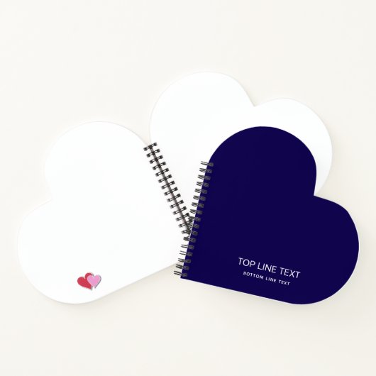 Personalized Heart Shaped Navy Notebook Custom Tex ノートブック (内部)