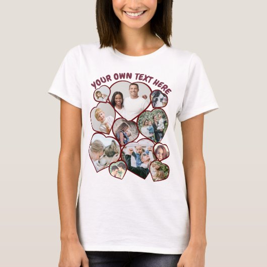 Personalized heart shaped photo collage T-Shirt Tシャツ (正面)