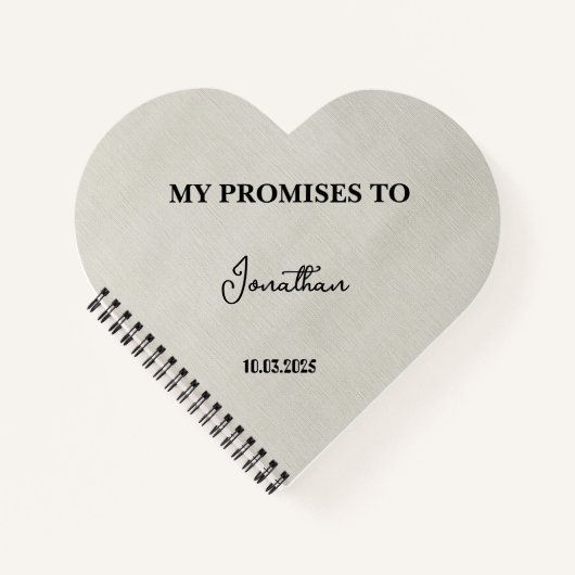 Personalized Heart-Shaped Vow Book| 私の約束は ノートブック (正面)