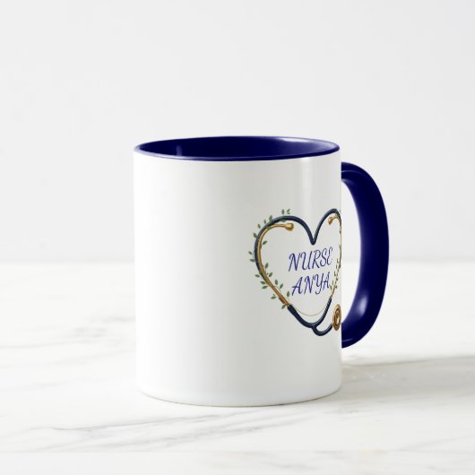Personalized Heart Stethoscope Mug マグカップ (正面右)