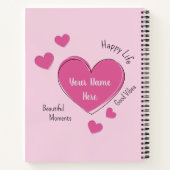 Personalized Hearts Spiral Notebook Sketchbook ノートブック (裏面)