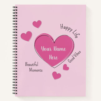 Personalized Hearts Spiral Notebook Sketchbook ノートブック