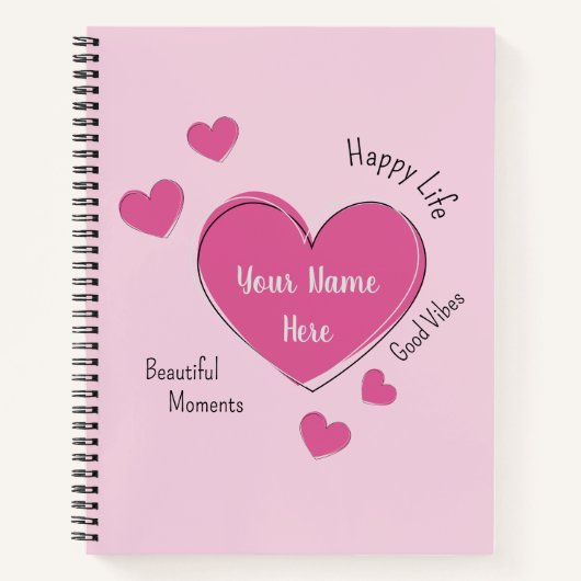 Personalized Hearts Spiral Notebook Sketchbook ノートブック (正面)