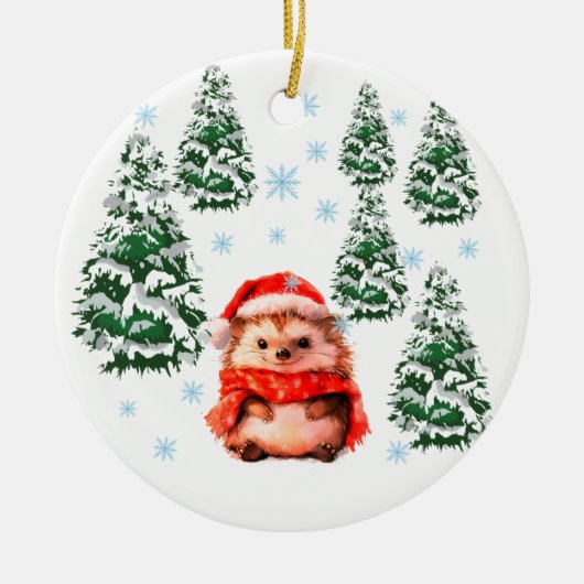 Personalized Hedgehog Christmas Ornament 2025, Cut セラミックオーナメント (正面)
