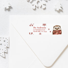 Personalized Hedgehog Christmas Return Label ラベル
