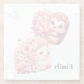 Personalized Hedgehog Coaster | Cute Floral Animal ガラスコースター (裏面)