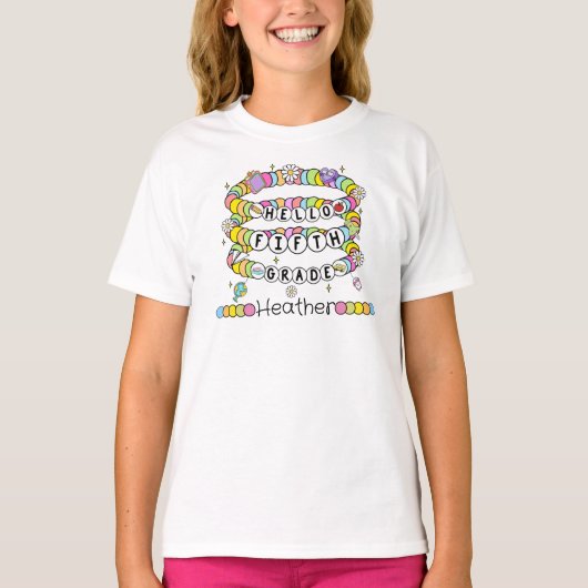 Personalized Hello Fifth Grade T-shirt Tシャツ (正面)