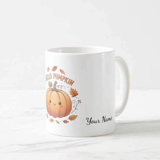 Personalized Hello Pumpkin Coffee Mug  コーヒーマグカップ (正面右)