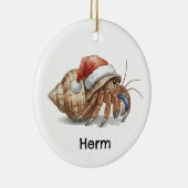Personalized Hermit Crab at Christmas セラミックオーナメント (右)