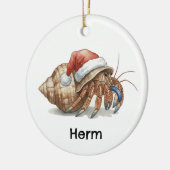 Personalized Hermit Crab at Christmas セラミックオーナメント (左)