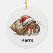 Personalized Hermit Crab at Christmas セラミックオーナメント (裏面)