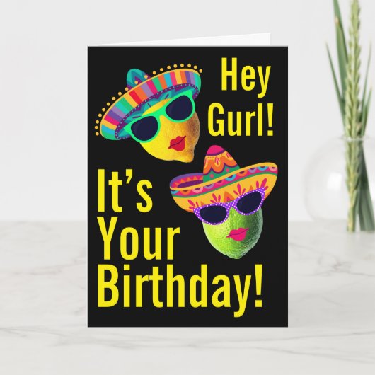 Personalized Hey Gurl Funny Lemon Lime カード (正面)