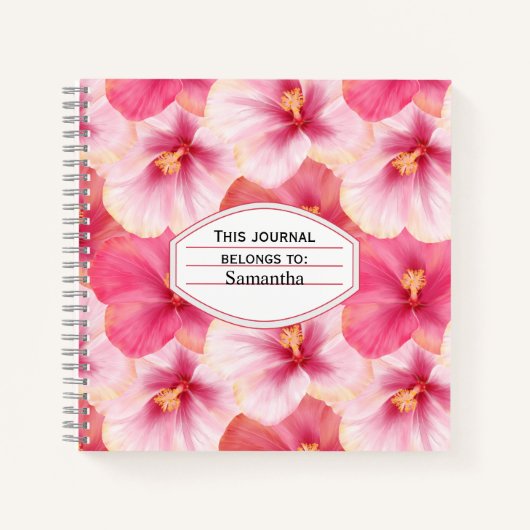 Personalized Hibiscus Floral Journal ノートブック (正面)