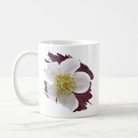 Personalized High-Poly Winter Rose Brushstroke コーヒーマグカップ (左)