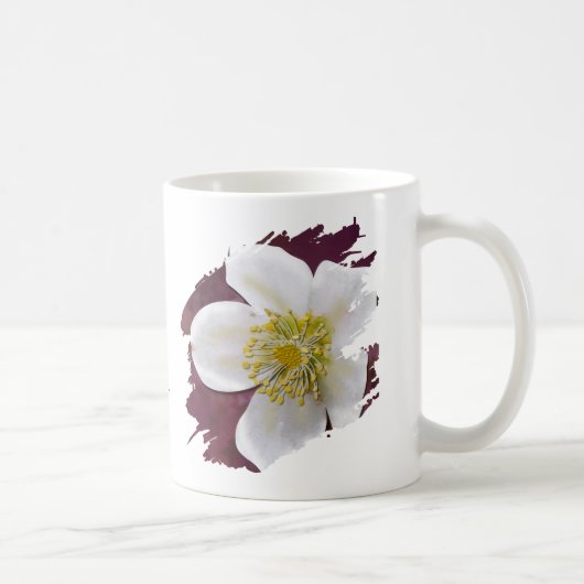 Personalized High-Poly Winter Rose Brushstroke コーヒーマグカップ (右)