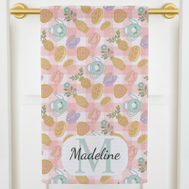 Personalized High Tea Florals Monogram Pastel キッチンタオル