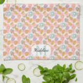 Personalized High Tea Florals Monogram Pastel キッチンタオル (折り畳み)