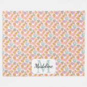 Personalized High Tea Monogram Name Pastel Pink フリースブランケット (正面(横))