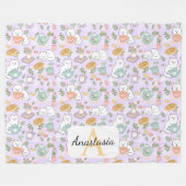 Personalized High Tea Monogram Name Pastel Purple フリースブランケット (正面(横))