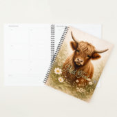Personalized Highland Cow Elegant White Floral  プランナー手帳 (ディスプレー)