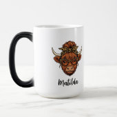Personalized Highland cow messy bun  モーフィングマグカップ (左)