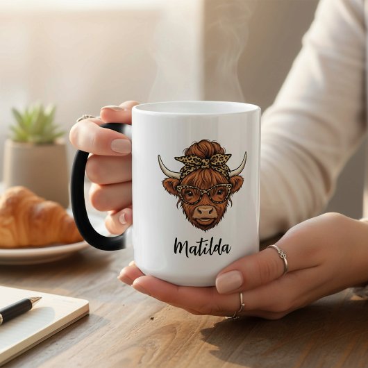 Personalized Highland cow messy bun  モーフィングマグカップ