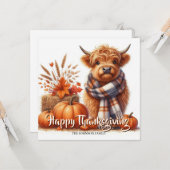 Personalized highland cows thanksgiving card カード (正面/裏面インサイチュ)