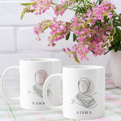 Personalized Hijab Line Art Mug Quran Verse 7:26 ジャンボコーヒーマグカップ