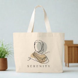 Personalized Hijab Line Art Tote | World Hijab Day ラージトートバッグ