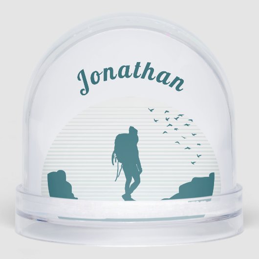 Personalized Hiker Silhouette Snow Globe Gift (正面)