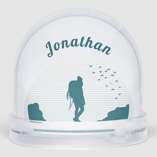 Personalized Hiker Silhouette Snow Globe Gift (裏面)