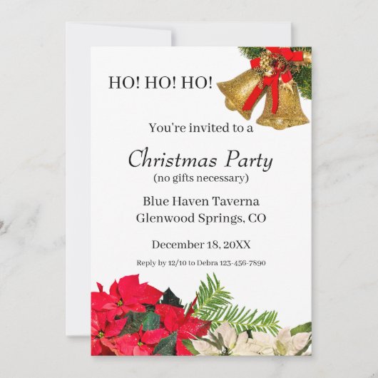 Personalized HO! HO! HO! Christmas Party Invite サンキューカード (正面)