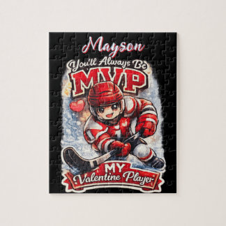 Personalized Hockey MVP My Valentine Player ジグソーパズル