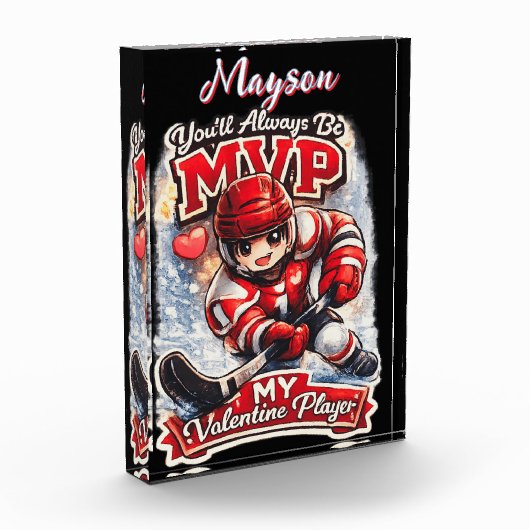 Personalized Hockey MVP My Valentine Player フォトブロック (左)