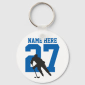 Personalized Hockey Player Name Number blue キーホルダー (正面)