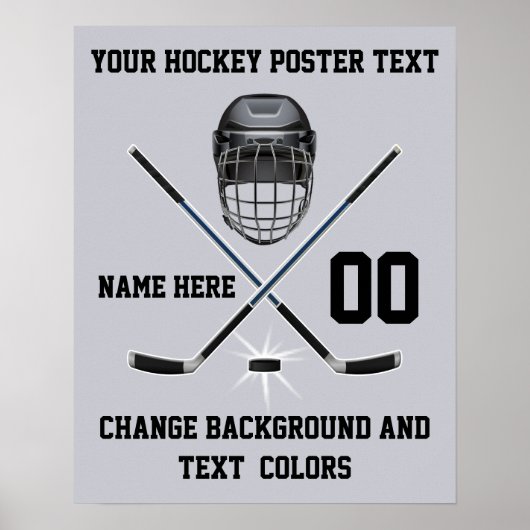 Personalized Hockey Posters, Your Text and Colors ポスター (正面)