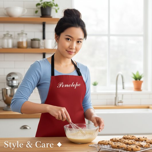 Personalized Holiday Cheer Deep Christmas Red エプロン