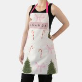 Personalized Holiday Gingerbread & Pink Bow エプロン (インサイチュ)