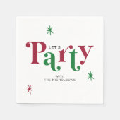 Personalized Holiday Let's Party Festive スタンダードカクテルナプキン (正面)
