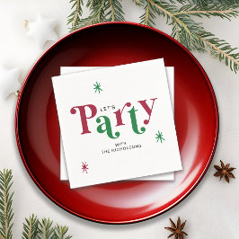 Personalized Holiday Let's Party Festive スタンダードカクテルナプキン