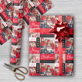 Personalized Holiday Photo Collage Wrapping Paper ラッピングペーパー