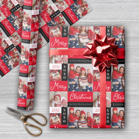 Personalized Holiday Photo Collage Wrapping Paper ラッピングペーパー